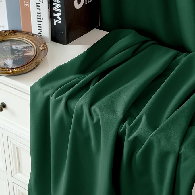 YoungsTex 96 Inch Length Emerald Green Velvet Blackout Curtains, Extra Long Room Darkening Drapes with Grommmet Thermal Insulated for Bedroom Privacy Protection, 52 X 96 Inch, 2 Panels