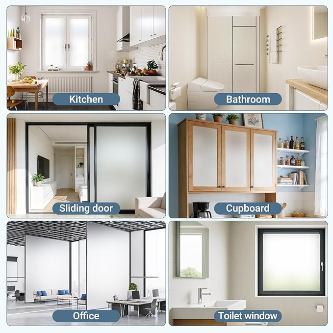 Lovepea Pure Frosted Glass Window Privacy Film 24 Hour Two Way Privacy, Removable, Static Cling, Ideal for Privacy scenarios Such as Home Office Doors and Windows (23.6 x 78.7 Inch)