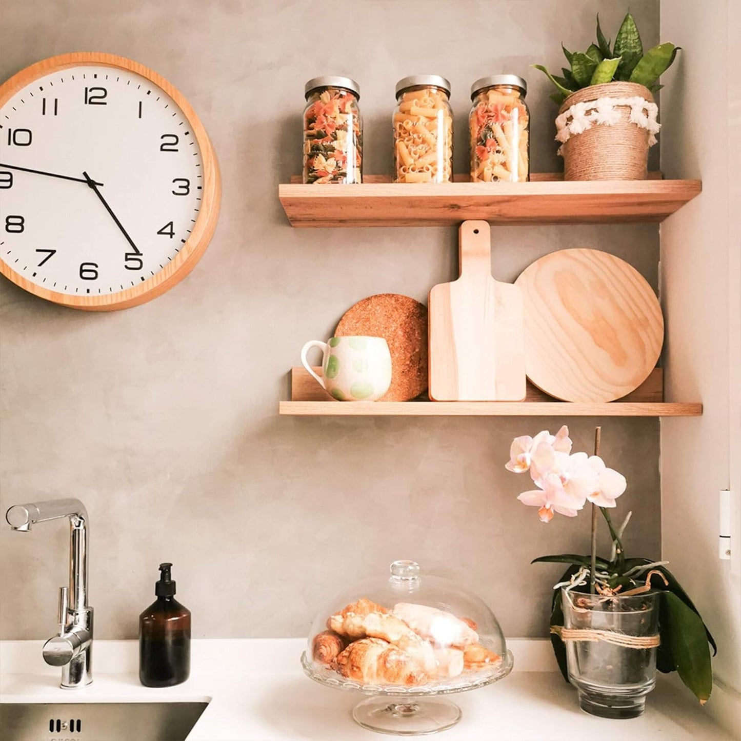 Mobili Fiver, Set of 2 Rachele Shelves, 23.62 in, Rustic Oak, Made in Italy