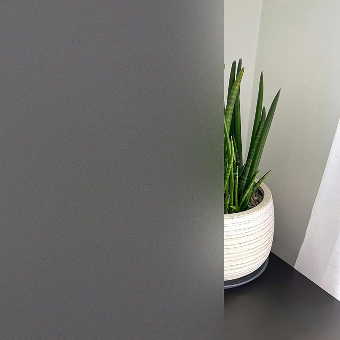KESPEN Frosted Window Privacy Film Heat Control UV Sun Blocking Glass Stickers Static Cling Non Adhesive Door Coverings Decals for Bathroom Home Office, Grey, 17.5 Inch X 6.5 Feet