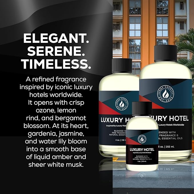 Aroma Country Ritzy Hotel Luxury Diffuser Oil Refill (4 Fl Oz) | Hotel-Inspired • Long-Lasting Home Fragrance • for Aromatherapy, Reed Diffusers, Diffuser Machines & Room Sprays