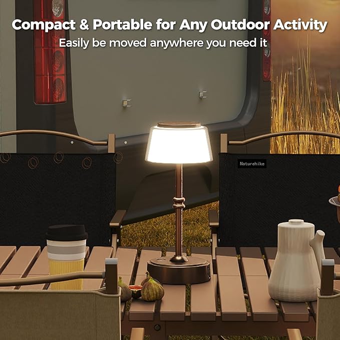 LED Cordless Lamp, 5 Colors Stepless Dimming Table Lamp, 4400mAh Rechargeable Battery with USB Charging Port, Portable Touch Bedside Light for Patio, Restaurant, Dining(2, Antique Brass)
