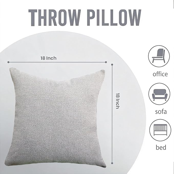 Throw Pillows with Inserts Included, 18x18 Couch Pillows for Living Room & Outdoor, Boho Decorative Pillows for Sofa, Bed, Patio, All-in-One Cushions, 2 Pack.