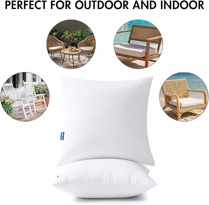 MIULEE 16x16 Outdoor Pillows,Set of 4 Throw Pillows Waterproof,Soft Support Throw Inserts Decorative Water Resistant for Patio Furniture and Garden