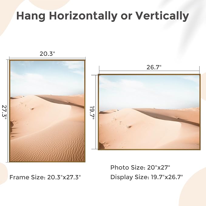20x27 Metal Picture Frame, Aluminum Poster Frame with Real Glass, Bronze | Warm Bronze 27x20 Frame with Tempered Glass for Wall Display, Posters, Art & Photos | Wall Kit Included