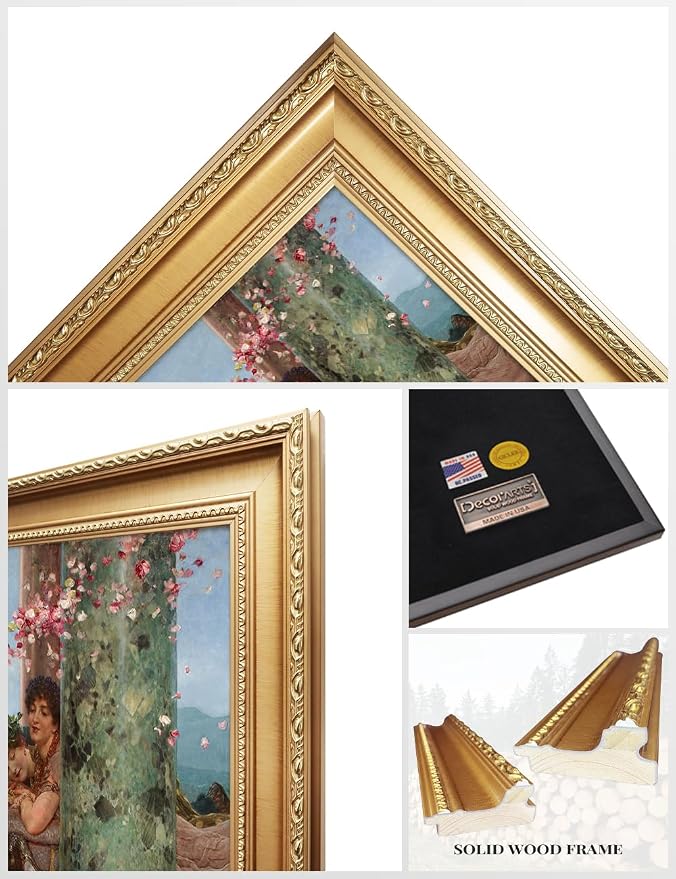 DECORARTS - The Roses of Heliogabalus by Lawrence Alma-Tadema. Oil Painting Reproduction, Giclee Print on Canvas. Ready to Hang,Wall Art for Home and Office Decor. Total Size w/Frame: 21.25x15.25