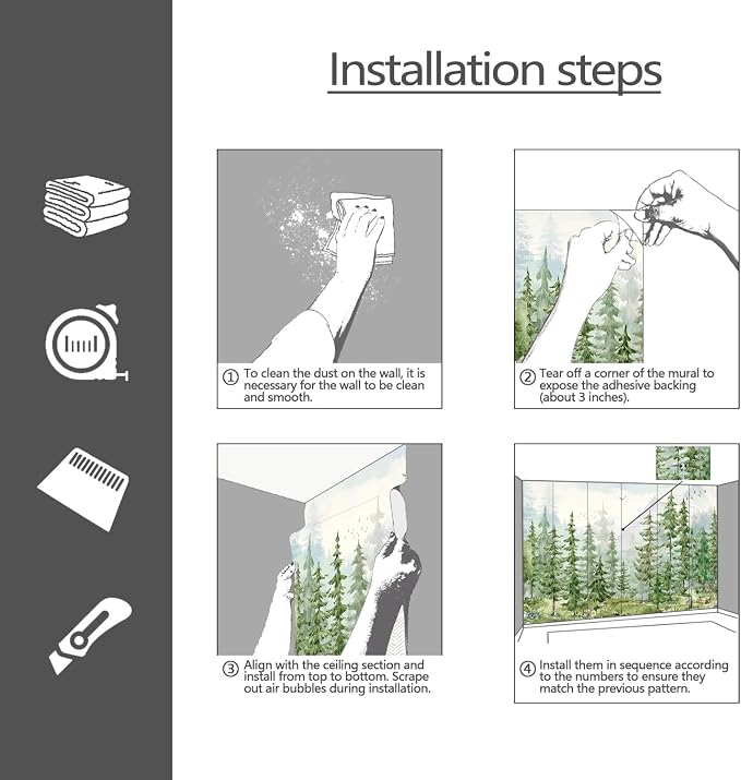 YQWDMX - Green Tropical Jungle Peel and Stick Wallpaper murals for Nursery ZY21 S