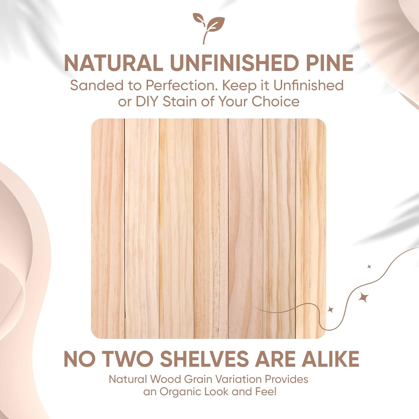 Homeforia Wood Floating Shelf 12 inch, High End Solid Natural Wood 12inch Floating Shelves for Wall Mounted, Unfinished Small Wooden Floating Shelves, Heavy Duty Bracket, 12 X 6.5 X 1.75 in, Set of 4