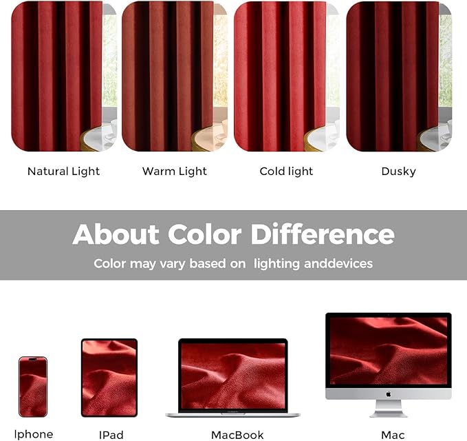 Pinch Pleated Blackout Curtains for Bedroom, Red Velvet Curtains for Living Room, Black Out Curtain 90 inch Long Room Darkening, Blackout Pinch Pleatd Drapes with Hooks 2 Panels