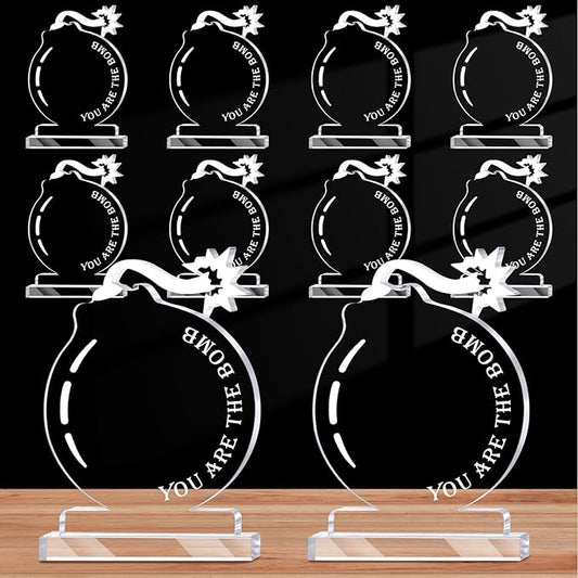 Bucherry 10 Pcs Employee Appreciation Awards for Coworker Acrylic Thank You Trophy May You Be Proud of the Work You Do Sign Prizes for Adults Retirement Goodbye Farewell Gift for Women Men (Bomb)