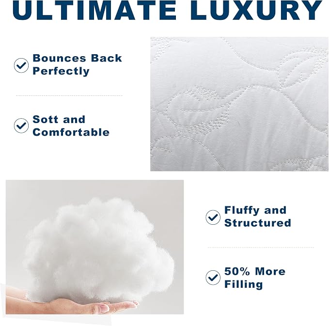 12 x 20 Throw Pillow Inserts with Lace Edge - Soft and Fluffy, Breathable Quilted Cotton Fabric - Decorative Pillows for Couch Sofa Bed, White, Pack of 2