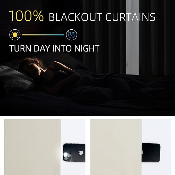 ChrisDowa Birch Pinch Pleated Blackout Linen Curtains 108 inches Long 2 Panels for Living Room Bedroom Farmhouse Room darking Thermal Insulated Back Tab Hooks Rings Window Treatment Drapes,40x108