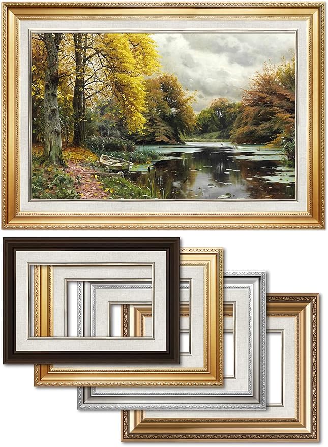 DECORARTS - River Landscape 1903 by Peder Mork Monsted. World Famous Painting Reproduction. Giclee Prints in Classic Golden Frame Ready to Hang