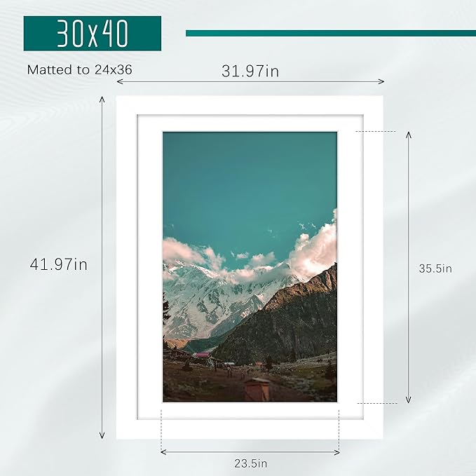 Picrit 30x40 Picture Frame 3 Pack, White Poster Frame, Display Poster 24 x 36 with Mat or 30 x 40 without Mat for Horizontal or Vertical Wall Mounting