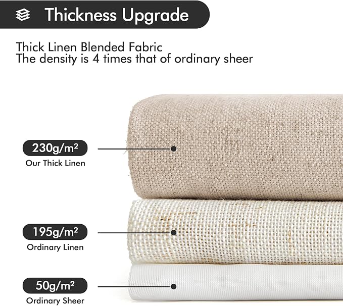 MIULEE Non-See-Through Privacy Linen Curtains 2 Panels, Light Filtering Window Curtains Farnhouse Textured Back Tab Semi Sheer Drapes for Bedroom Living Room, 52 x 84 Inches Long, Beige