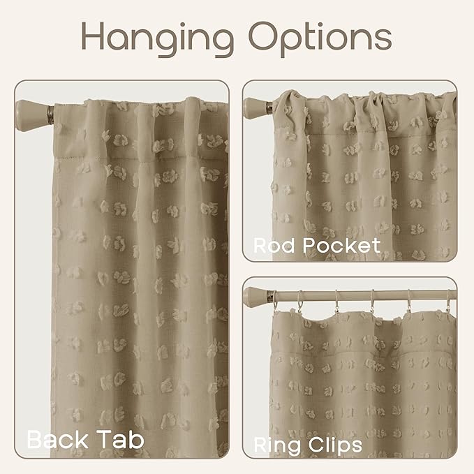Lino Rosa Taupe Blackout Curtains Drapes 84 Inch Length 2 Panels Set for Living Room,Neutral Khaki Light Brown Boho Pattern Farmhouse Lightweight Curtains for Bedroom Nursery Boy 84 Inches Long