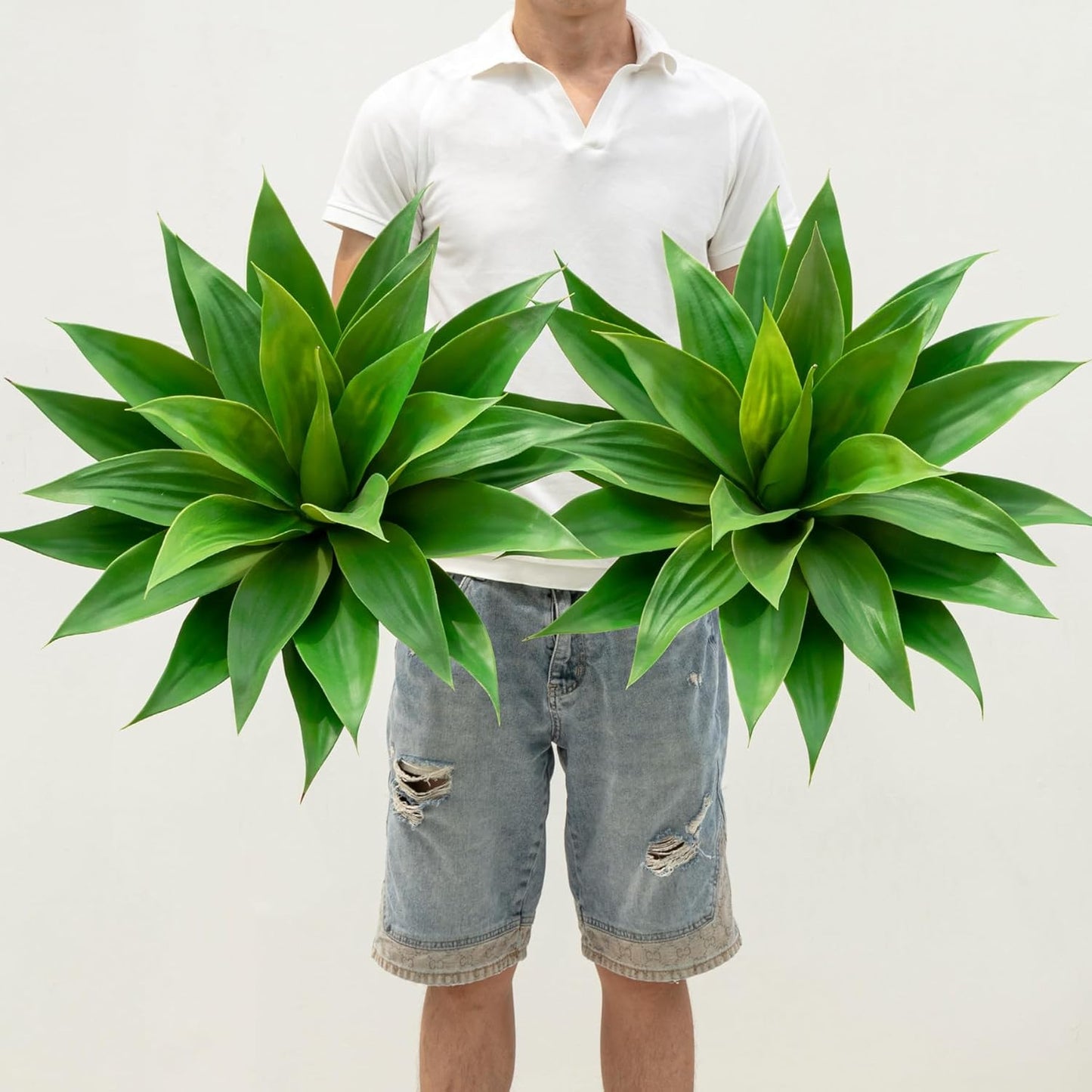 Artificial Agave Plants,Large UV Resistant Fake Agave Planters for Indoor and Outdoor Decorating Artificial Plants for Outdoors Plants(2Pack, 22")