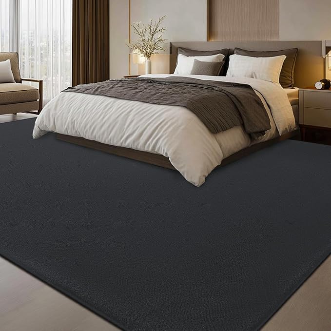 qulint Living Room Area Rugs 6x9, Modern Large Carpet for Bedroom Dark Grey Washable Thickened Memory-Foam Indoor Rug, Minimalist Solid Non Slip Carpet for Boys Girls Kid Room Office Dorm Home Decor