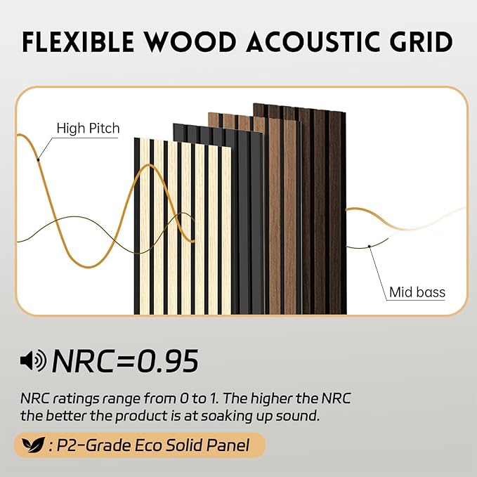 RITOLLO 4 Pack Wood Panels for Wall, 90.55"×12.6" Wood Slat Acoustic Panels for Wall, Soundproof Panels, 3D Fluted Panels for Interior Wall Decor (Natural Oak)