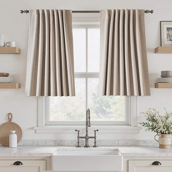 UHITECH Blackout Curtains 36 Inch Long for Living Room Small Window Panels Back Tab Nursery Room Darkening Black Out Drapes for Privacy Basement Short Curtains Rod Pocket