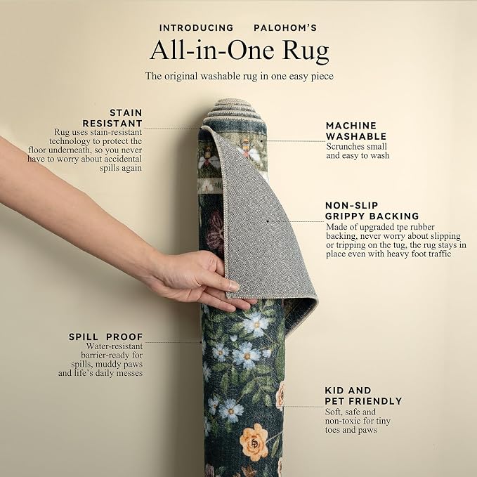 Machine Washable Rug Runners for Hallways: 2'6"x8' Kitchen Rugs Stain Resistant Non Slip Low Pile Soft Carpet Runner Rug for Bedroom Entryway Indoor Beside Laundry Room Farmhouse