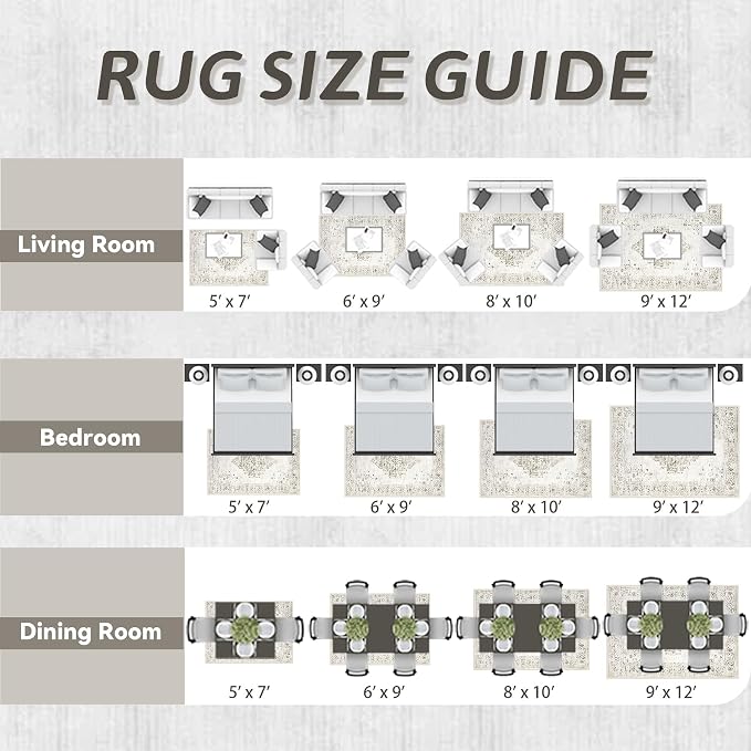 9x12 Area Rugs for Living Room: Washable Vintage Large Retro Rug Soft Non-Slip Indoor Low Pile Carpet for Bedroom Dining Room Office (Taupe, 9' x 12')