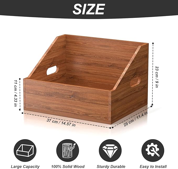 Wood Vinyl Record Storage, Retro & Durable Vinyl Crate and Record Holder, Album Storage Record Case Box for 60+ Records, Perfect Record Organizer for Home Decor and Collection Display(Brown)