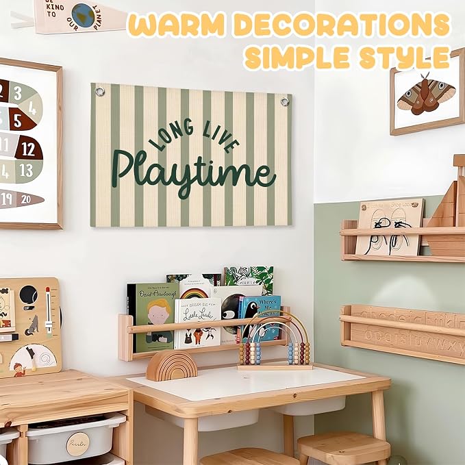 Playroom Wall Decor, Long Live Playtime Linen Canvas Banner, Toddler Playroom Decor Kids Room Nursery Wall Decor for Toddler Boys Toy Room Bedroom, 30x20 Inch