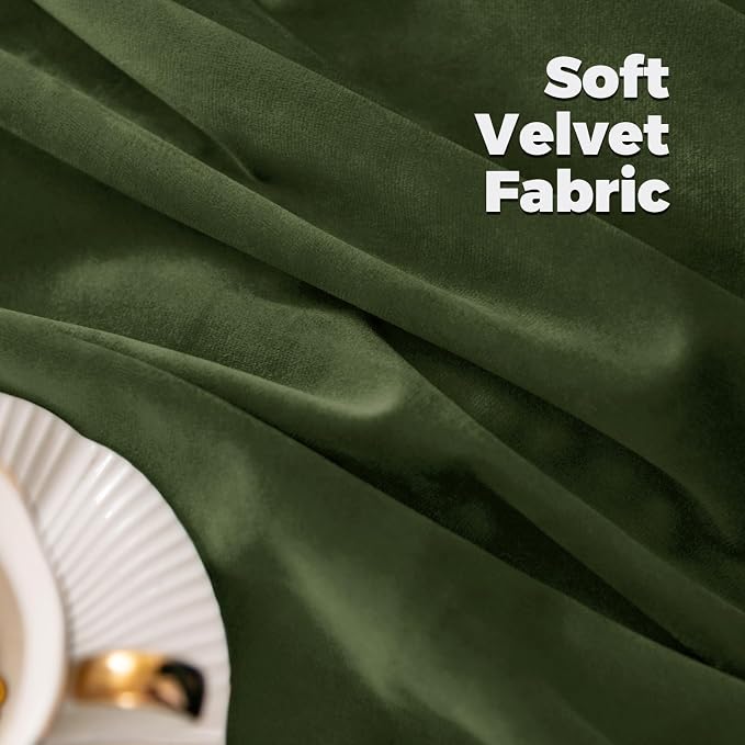 BGment Dark Green Velvet Blackout Curtains for Bedroom, 72 Inch Curtains Luxury Thermal Insulated Soundproof Room Darkening Drapes with Back Tab Rod Pocket for Living Room, 2 Panels, 52 Inch Wide