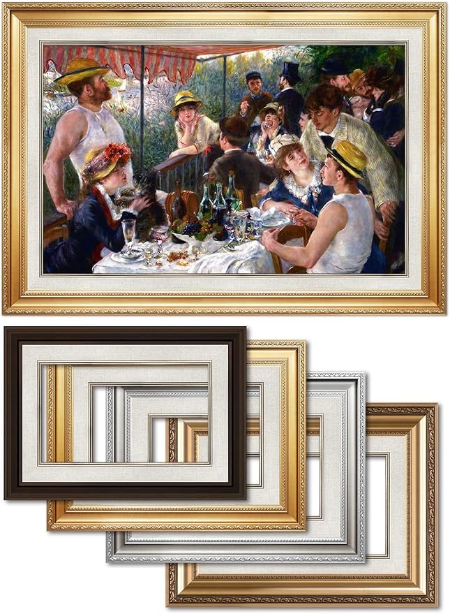 DECORARTS - Luncheon of the Boating Party by Pierre-Auguste Renoir. World Famous Giclee Canvas Reproduction with Custom Frame Options, Elegant Wall Art for Dining Room or Living Space, Ready to Hang