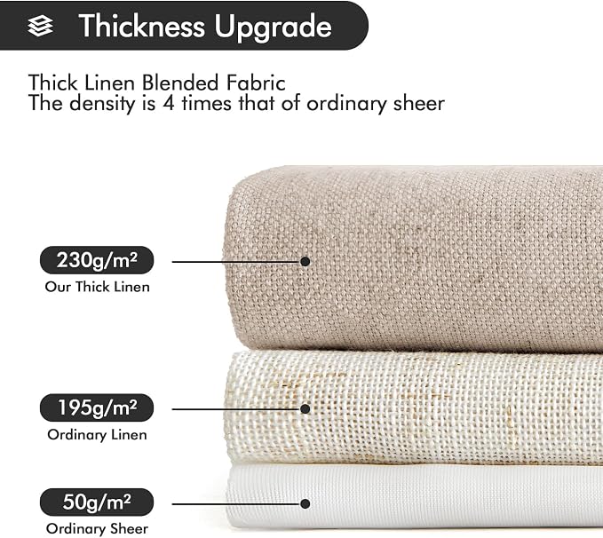 MIULEE Non-See-Through Privacy Linen Curtains 2 Panels, Light Filtering Window Curtains Farn House Textured Back Tab Semi Sheer Drapes for Bedroom Living Room, 52 x 96 Inches Long, Burlywood