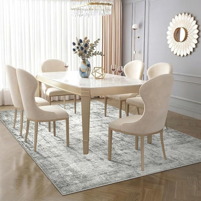 6x9 Area Rugs Washable Living Room Rug-No Slip Soft Carpets Modern Abstract Indoor Floor Stain Resistant Carpet for Bedroom Dining Room Farmhouse Nursery Home Office Grey
