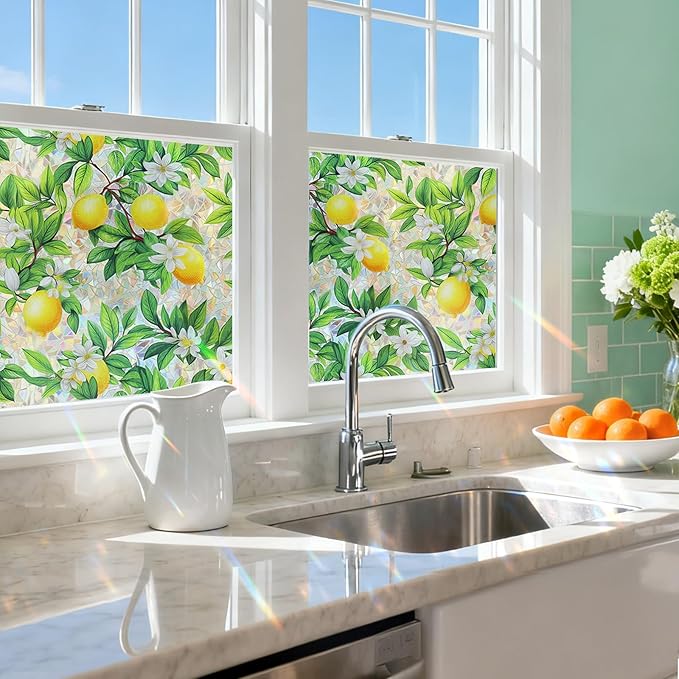 SOMWISE Rainbow Window Privacy Film,Heat Control,UV Blocking,Anti-Glare,Day & Night Privacy Protection & Decoration for Home, Bathroom,Glass Door,Static Cling,Renter-Friendly with Installation Tools