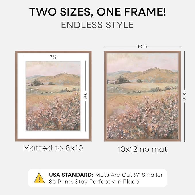 Homeforia 10x12 Picture Frame Mocha, High End Metal 10x12 Poster Frames with Mat for 8x10, 10 x 12 Mocha Frame Matted to 8 x 10 inch Photo, 10by12 Thin Hanging Frames, Tempered Glass, Wall Kit, Set of 2