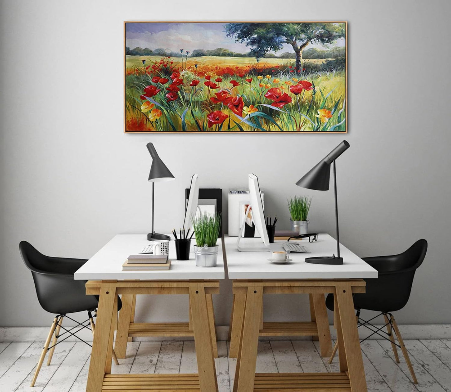 Green Tree Wall Art - Large Canvas for Living Room & Bedroom - Framed 24x48