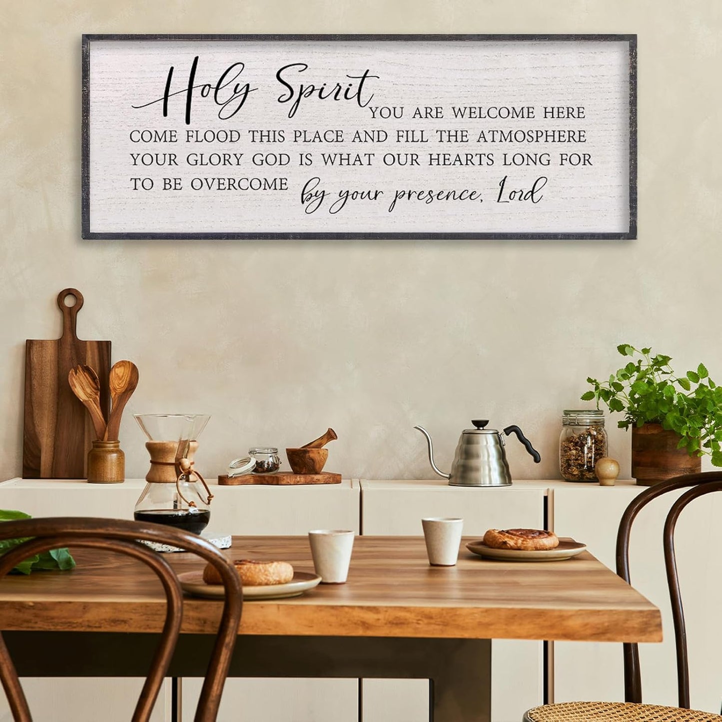 LuZhiQiang Holy Spirit You are Welcome Here Wall Decor 40"X15" Quote Christian Bible Verse Scripture Religious Art Wall Sign (Black)