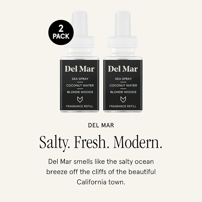 Pura & GUY FOX Home Scent Refill - Smart Home Air Diffuser - Long-Lasting Luxury Fragrance per Refill - Household & Apartment Essential - Clean Diffuser Fragrance - 2 Pack, Del Mar