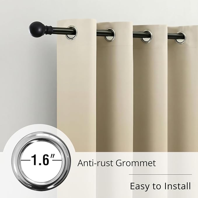 Wood Tone Gradient Blackout Curtains, 100% Blackout, Nordic Minimalist Thermal Insulated Noise Reducing Drapes, 2 Panels, Each W52xL84