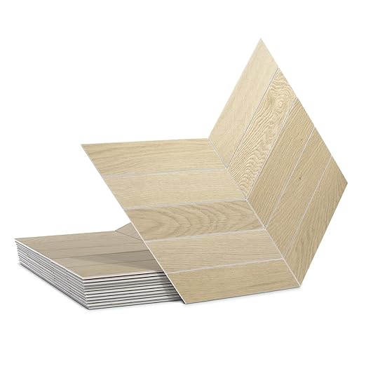 12-Pack Peel and Stick Floor Tile, 12.2" x 10" Chevron SPC Self-Adhesive Luxury Vinyl Flooring, Wood-Look Groutable Backsplash Tile for Kitchen Bathroom, Natural Oak, Covers 10.32 Sq. Ft.