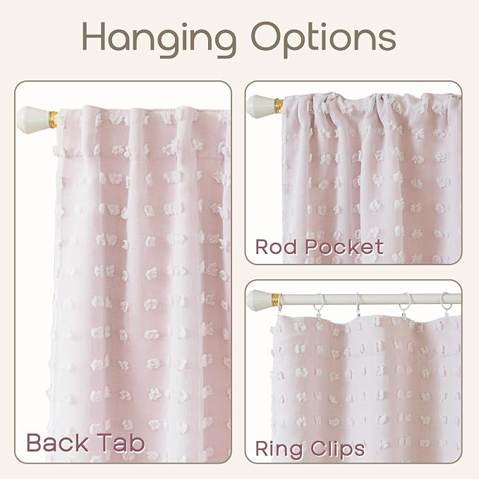 Lino Rosa Kids Blackout Curtains 96 Inches Long for Princess Girls Bedroom,Baby Pink Ruffle Pom Pom Dreamy Frilly Fluffy Black Out Curtains for Nursery 2 Panel Set