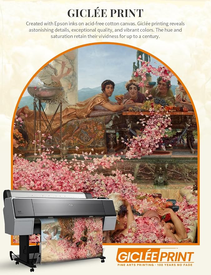 DECORARTS - The Roses of Heliogabalus by Lawrence Alma Tadema Giclee Canvas Reproduction with Gold Solid Wood Frame Wall Art for Home or Office Decor Framed Size 34.75 x 24.75in Made in USA