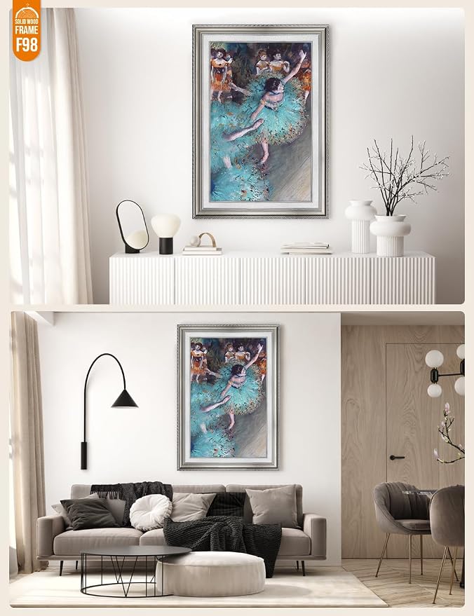 DECORARTS - Dancer in Green by Edgar Degas. World Famous Ballet Painting Reproduction on Giclee Canvas, Customizable Framing Options, Impressionist Wall Art for Living Room or Studio, Ready to Hang