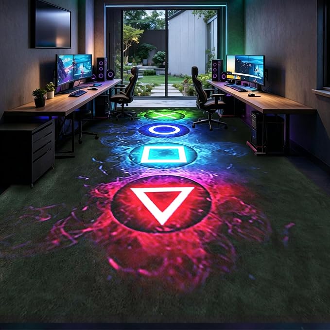 Gaming Rug 6x8 Feet Large Gamer Console Area Rug for Boy Room Cool Player Video Game Room Decor Child Play Boys Carpet Floor Mat for Living Room Dining Playroom