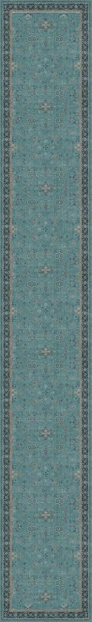 Hazo Haus Boho 3x20 Extra Long Hallway Runner Rug - Non Slip Waterproof Kitchen Floor Mat - Modern Teal Green Eclectic Floral Design Décor