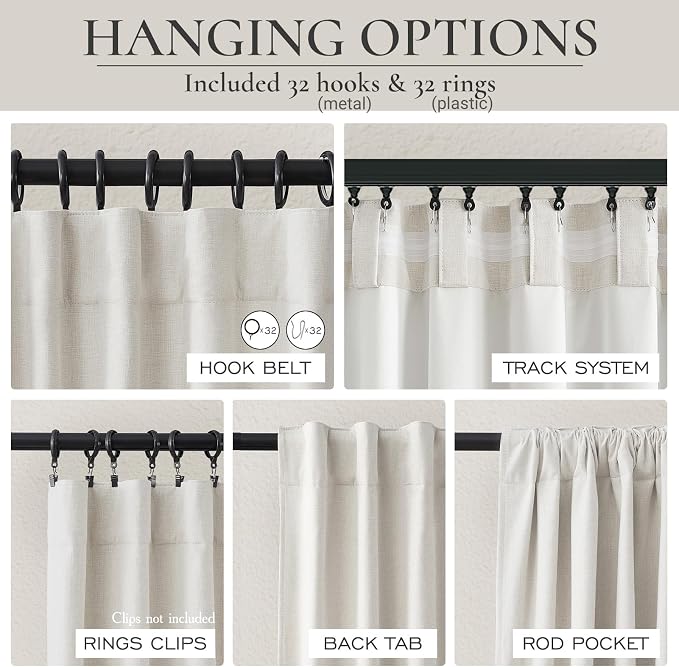 QJmydeco Complete Blackout Curtains 95 Inches Long, Custom Drapes for Sliding Glass Doors 2 Panels Sound/Draft/Cold/Warm Blocking Modern Living Room Long Kitchen Curtains (W50 x L95) Back Tab