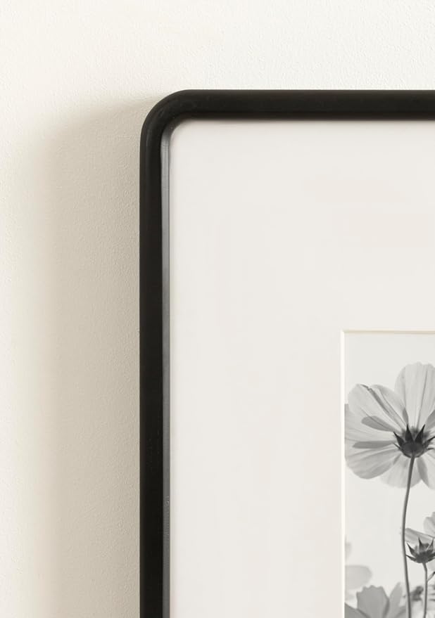 Kate and Laurel Inglewood Modern Wall Picture Frame Set of 3; 16x20 matted to 8x10; Black; Three-Piece Frame Set for Gallery Wall Accent Set in Living Room Decor