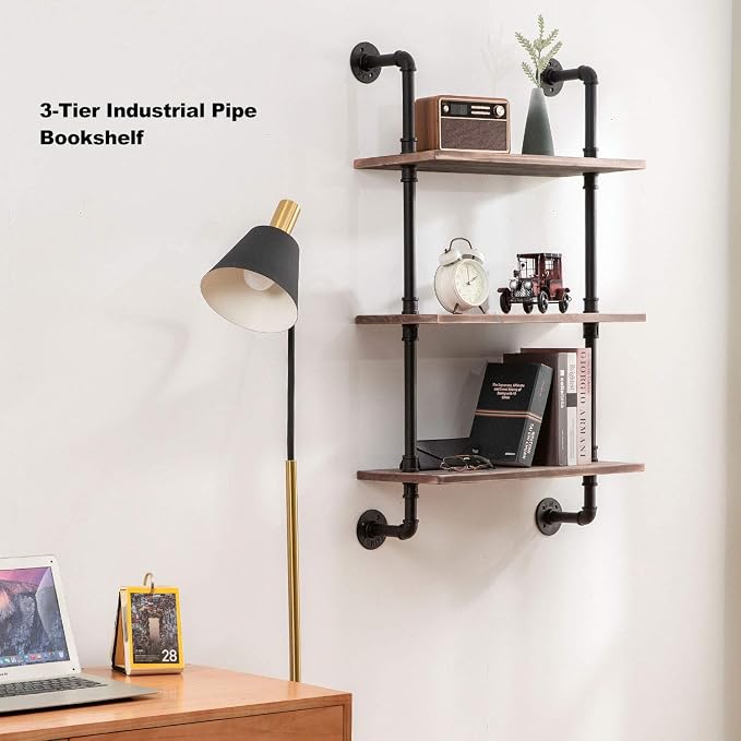 ROGMARS 3-Tier Real Pine Wood Floating Shelf, 20x7.87x41.3in, Industrial Retro Style, Bathroom Wall Shelves, Kitchen Shelves | 20x7.87x41.3in, Industrial Retro Style, Bathroom Wall Shelves, Kitchen Shelves