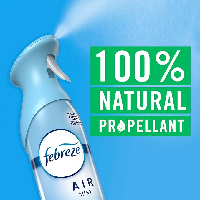 Febreze Air Mist, Air Freshener Spray, Odor Fighting Room Spray, Deodorizer for Home Bathroom Kitchen Office Apartment Dorm Room Classroom, Heavy Duty Crisp Clean Scent, 8.1oz, (Pack of 6)
