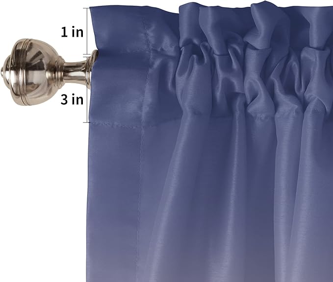 45 Inch Long Tier Curtains for Kitchen, Purple Gray Gradient Bathroom Window Curtains Rod Pocket Short Curtains Window Treatment Tiers for Living Room Farmhouse 2 Panels