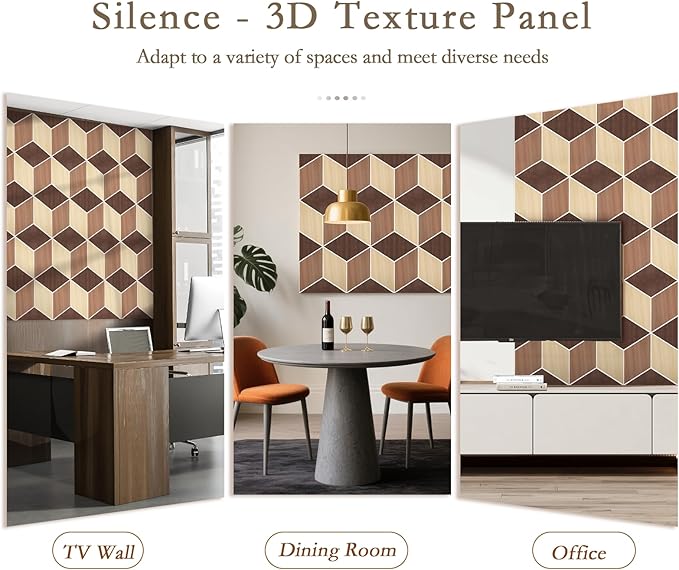 12Pack Acoustic Panels, Self-Adhesive Sound Proof Panels for Walls, Decorative Wood Grain Printing Sound Dampening Panels Sound Absorption Tile for Studio, Office, Home, 12×12×0.4", Dark Walnut Grain